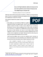 VON Europe - Comments On ARCEP's Draft Decision On Monitoring The Quality of Internet Access and Wireline Telephony Services