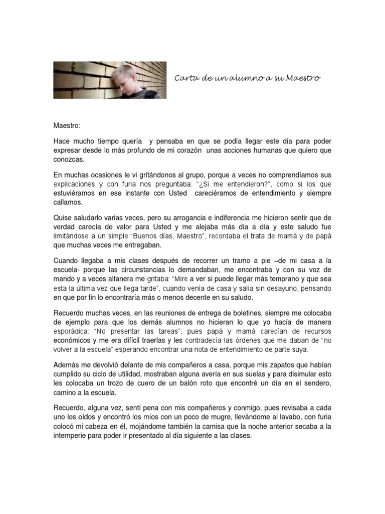 Carta De Un Alumno A Su Maestro Science Ciencia Filosofica