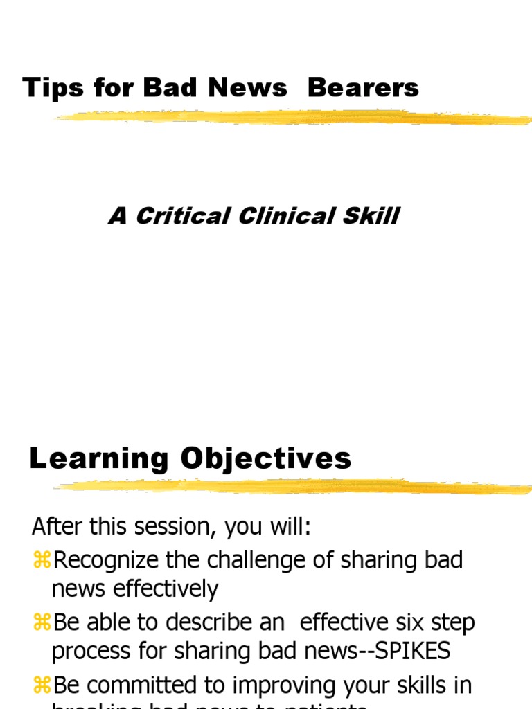 Spikes Protocol For Breaking Bad News Epistemology Psychology