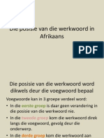 Die Posisie Van Die Werkwoord in Afrikaans