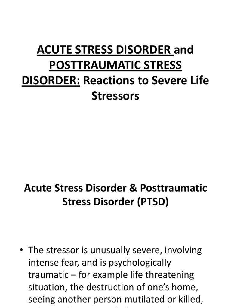 Acute Stress & PTSD: Symptoms and Diagnosis | PDF | Psychological ...