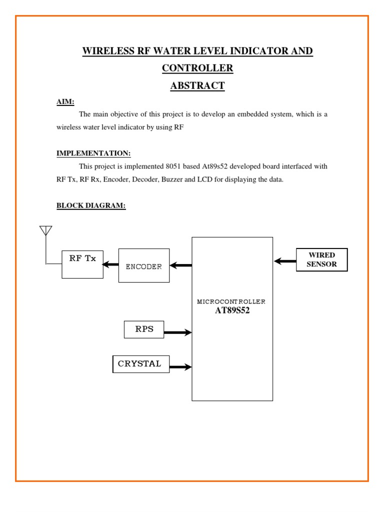 Wireless Water Level Controller System | PDF | Embedded System ...