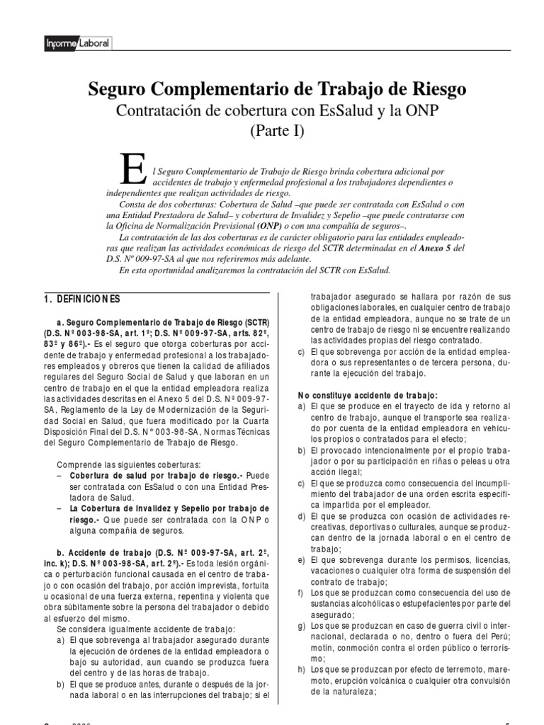 Seguro Complementario de Trabajo de Riesgo | PDF | Seguro | Salud y ...