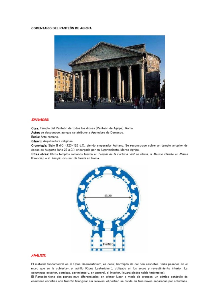 Análisis del Panteón de Agripa en Roma | PDF | templo | Diseño ...