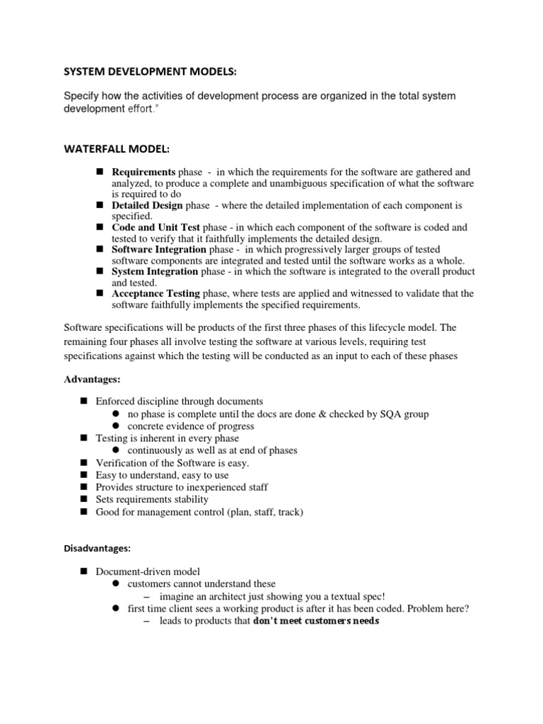 System Development Models:: Advantages | PDF | Prototype | Software ...