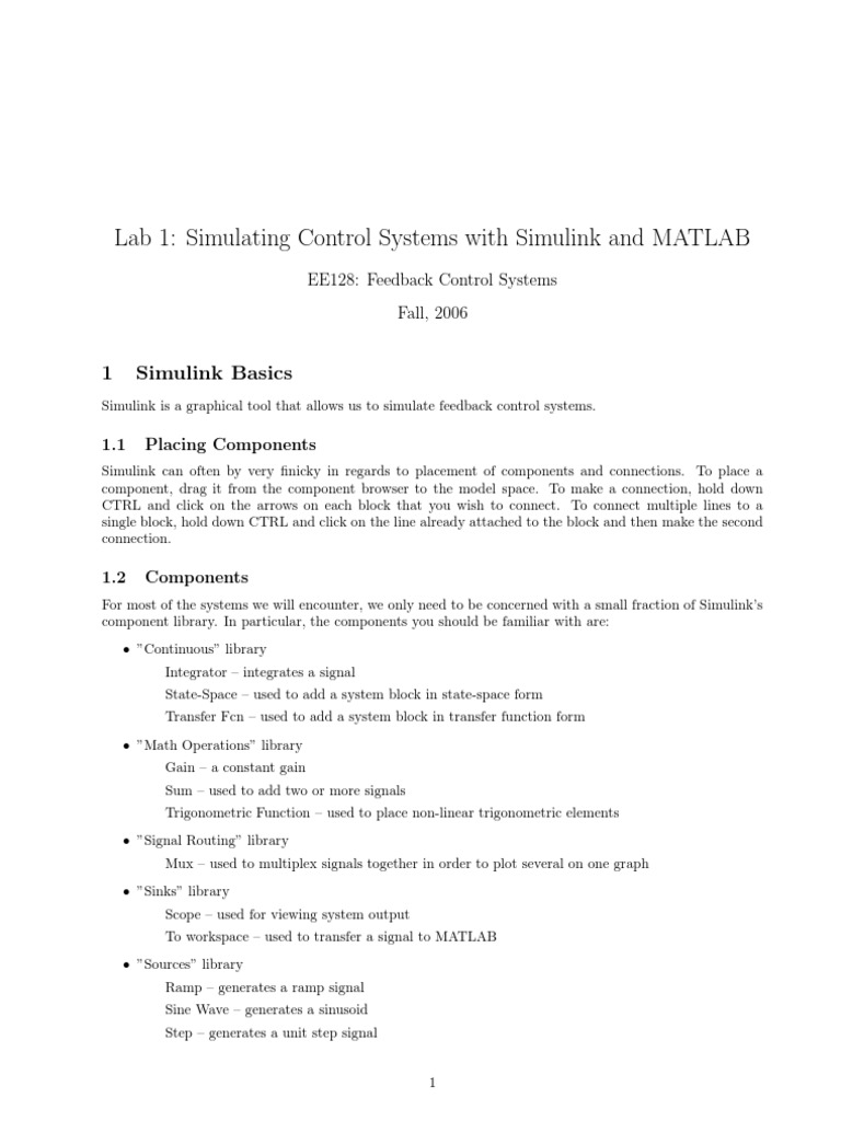 Simulating Control Systems With Simulink and MATLAB | PDF | Matlab ...