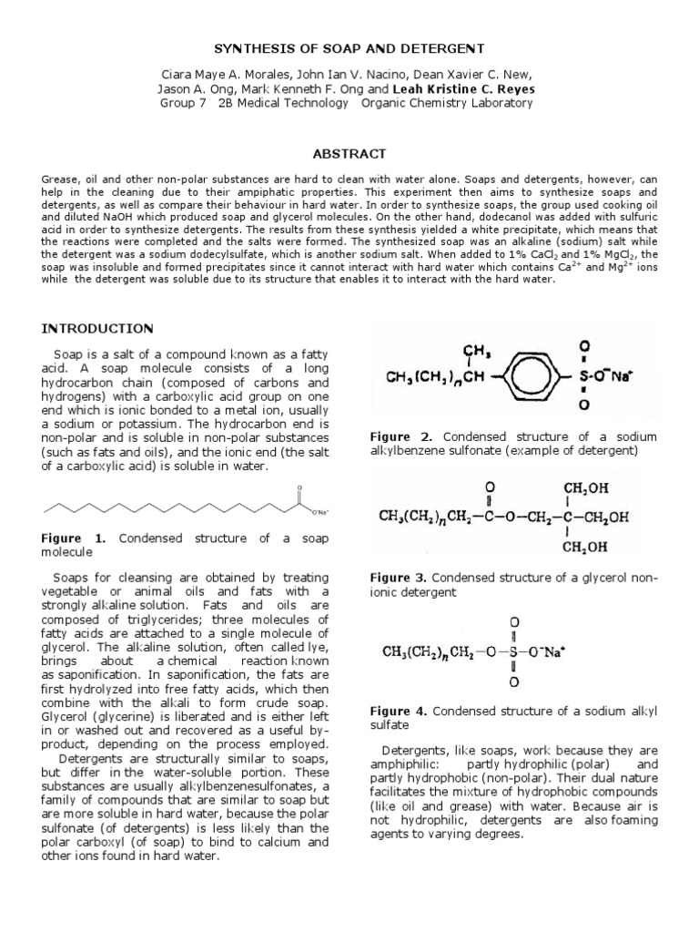 Synthesis of Soap Detergent Soap Sodium Hydroxide