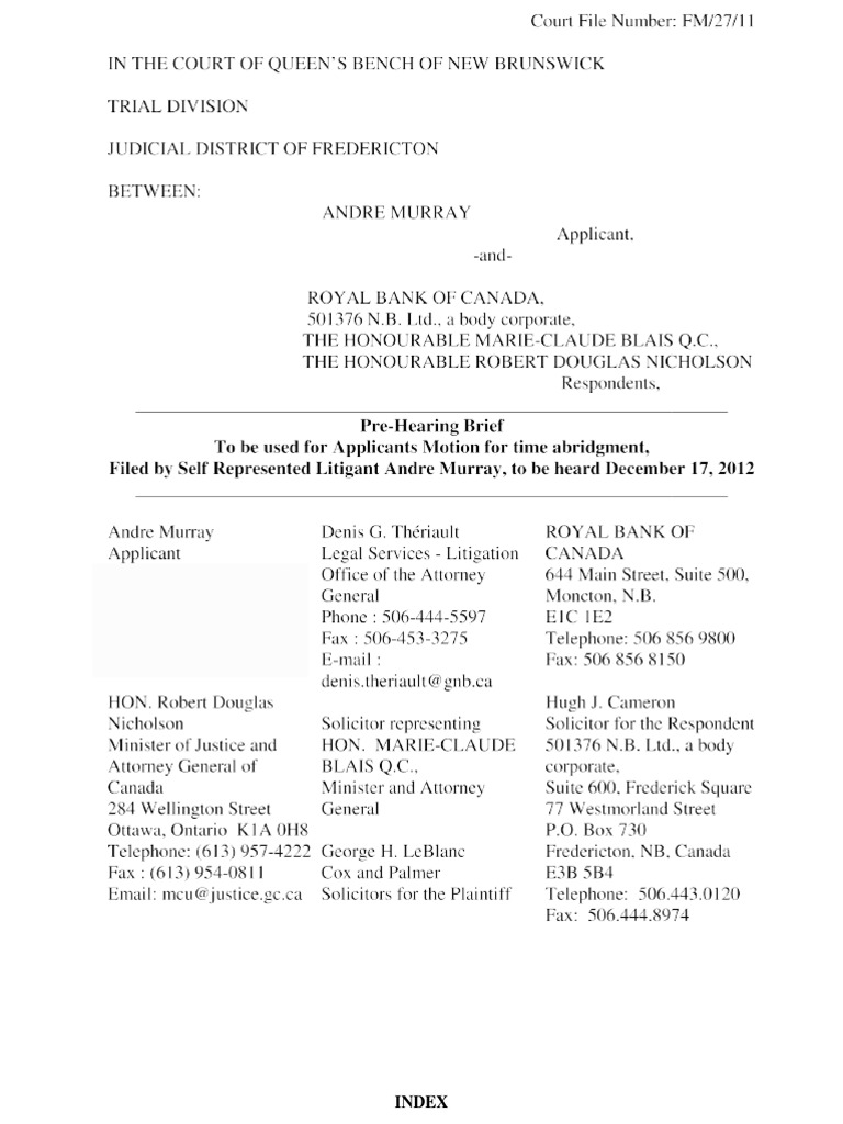 December 14, 2012, Legal Brief, filed by Applicant Andre Murray ...