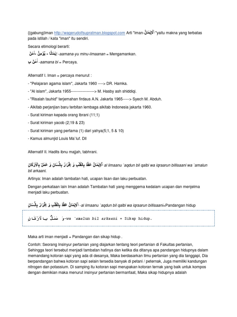 Arti Pengertian Iman Kbbi Dengan Sinonim Antonim Poskata