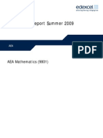 Examiners' Report Summer 2009: AEA Mathematics (9801)