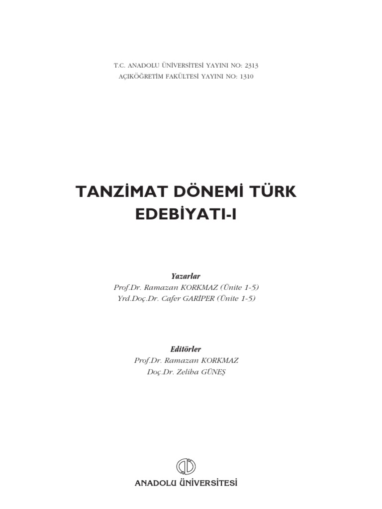 Tanzimat Dönemi Türk Edebiyatı 1 | PDF
