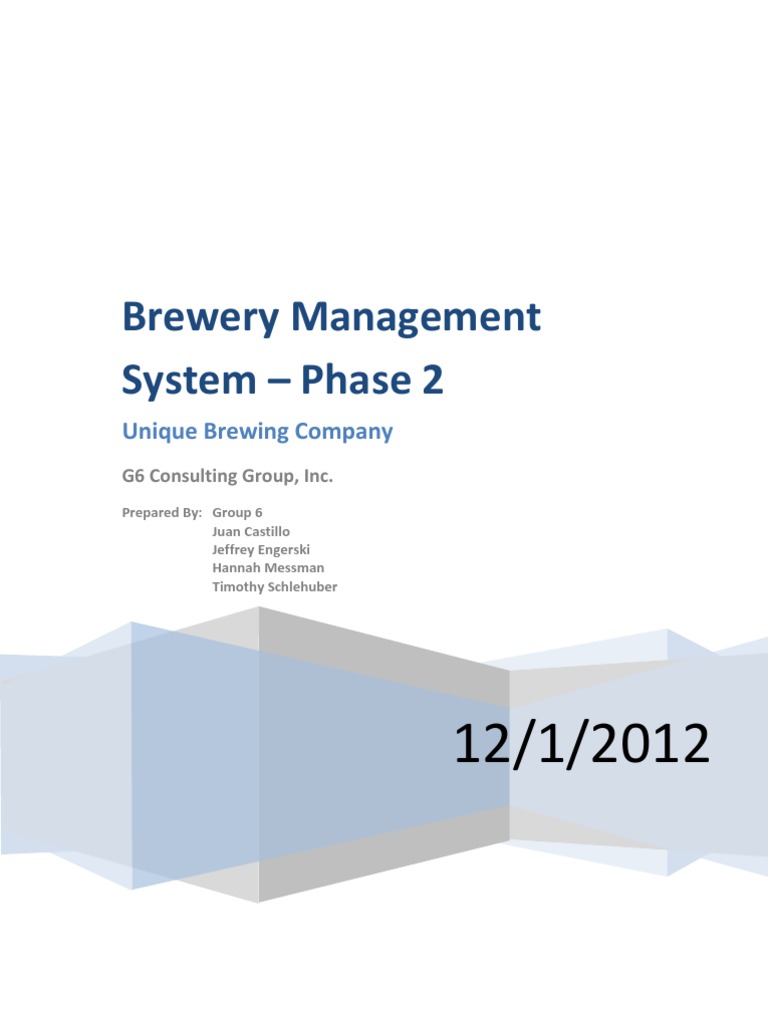 Brewery Management System Phase 2 Unique Brewing Company PDF