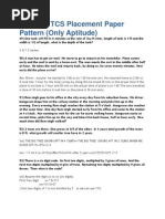 (Paper) : TCS Placement Paper Pattern (Only Aptitude)