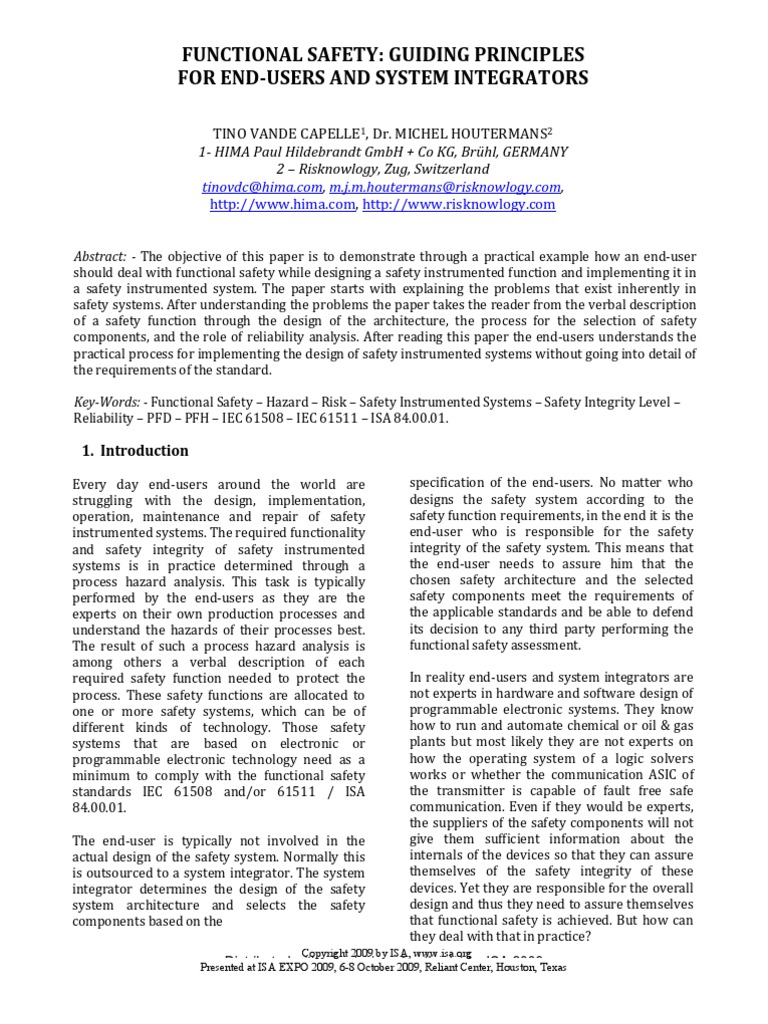 Safety Instrumented System - Basics | PDF | Reliability Engineering ...