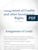 Assignment of Credits and Other Incorporeal Rights