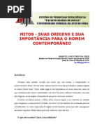 MITOS - SUAS ORIGENS E SUA
IMPORTÂNCIA PARA O HOMEM
CONTEMPORÂNEO