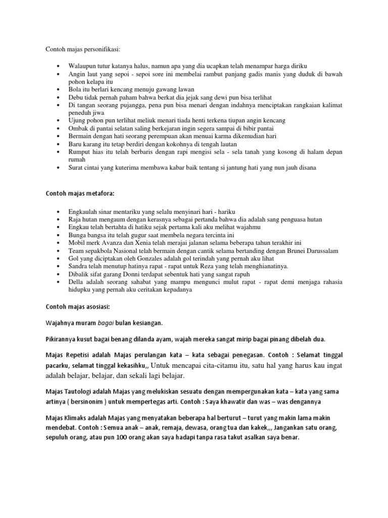Contoh Majas Personifikasi Pdf