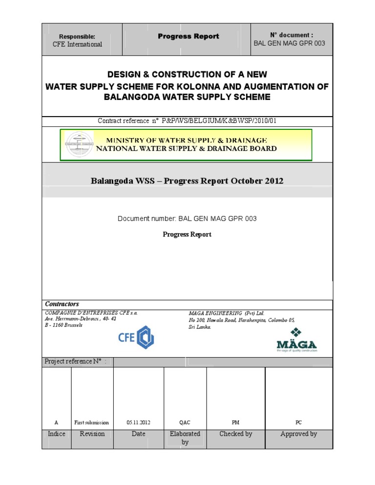 Water Supply Project Progress Report | PDF