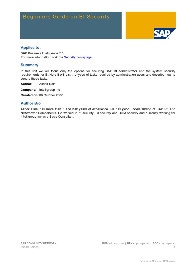 Beginners Guide On BI Security PDF | PDF | Metadata | Business Intelligence