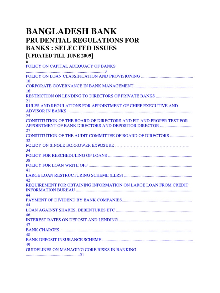 bangladesh-bank-prudential-regulations-for-banks-selected-issues