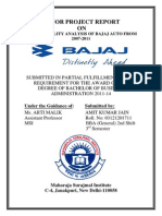 Minor Project Report On Bajaj Automobiles India