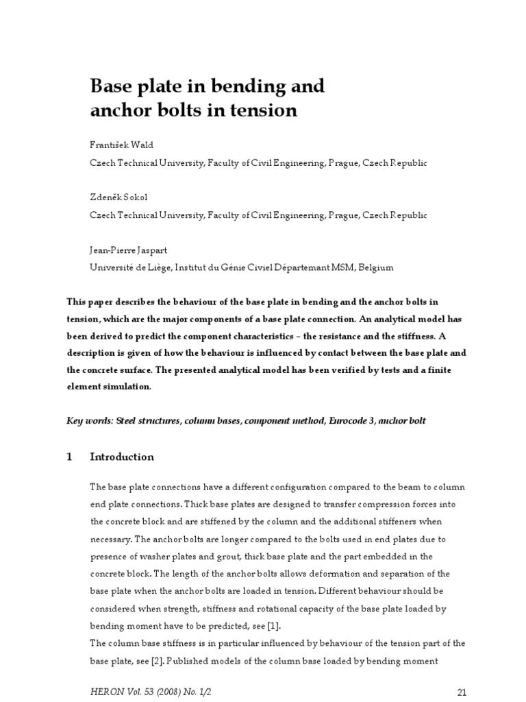 Base Plate and Anchor Bolt Design PDF Bending Deformation (Mechanics)