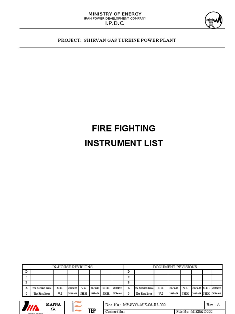 Fire Fighting Instrument List: I.P.D.C | PDF | Science & Mathematics