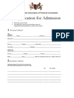 Application For Admission: Personal Details