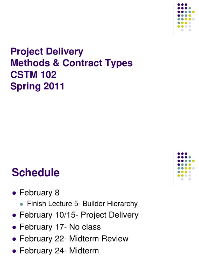 Lecture 6Project Delivery Methods PDF Construction Management