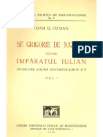 Ioan G Coman - Sf Grigorie de Nazianz Despre Imparatul Iulian