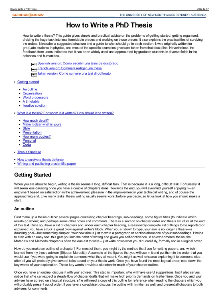 phd thesis how long to write