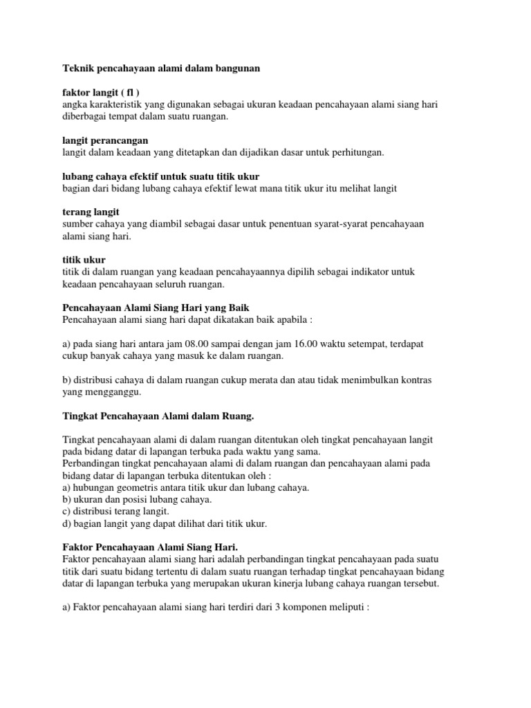 Teknik Pencahayaan Alami Dalam Bangunan Teknik Pencahayaan Alami Dalam Bangunan