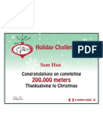 Concept2 2012 Holiday Challenge 200K Certificate