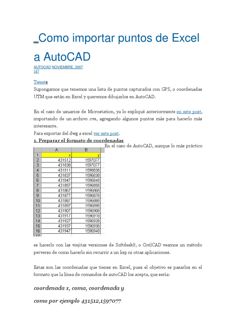 Como Importar Puntos de Excel a AutoCAD