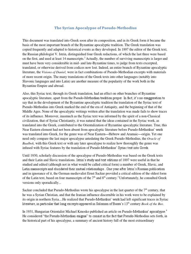 Byzantine Influence of Pseudo-Methodius | PDF | Languages | Bible