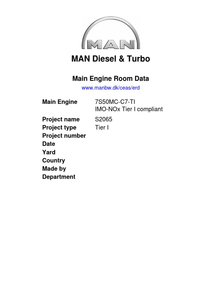 7S50MC-C7-TI Engine Specifications | PDF | Turbocharger | Diesel Engine