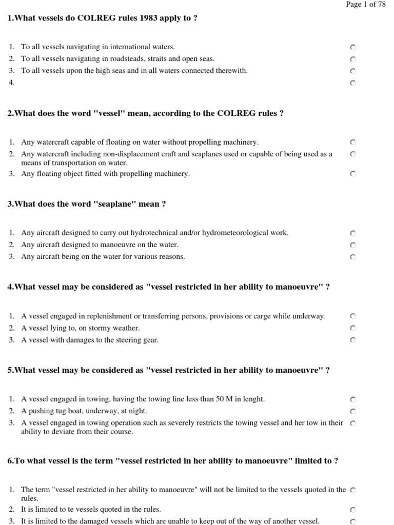 Understanding COLREGs for Vessels | PDF | Fishing Trawler | Traffic