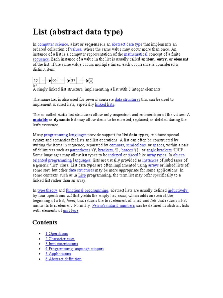 list(Abstract Data Type) | Computer Programming | Algorithms And Data ...