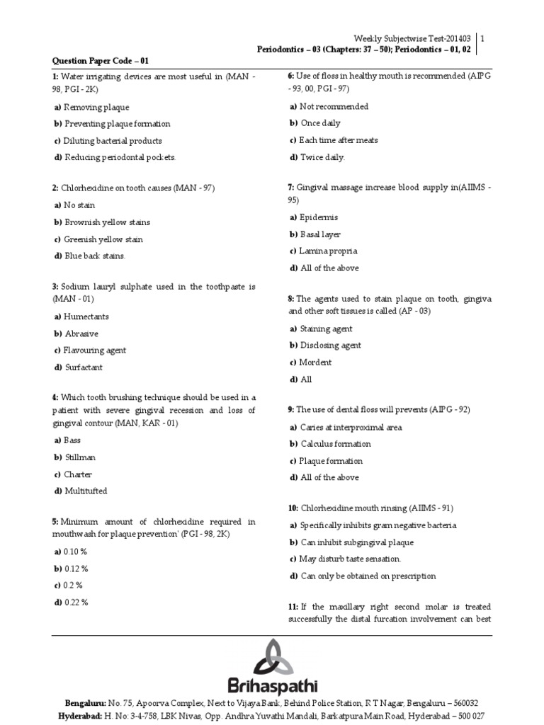 Mds Question Paper Dentistry Branches Dentistry