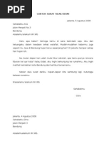 Contoh Surat Tidak Resmi