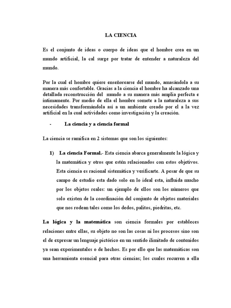 Ciencia Factica y Formal La Ley natural Sistema