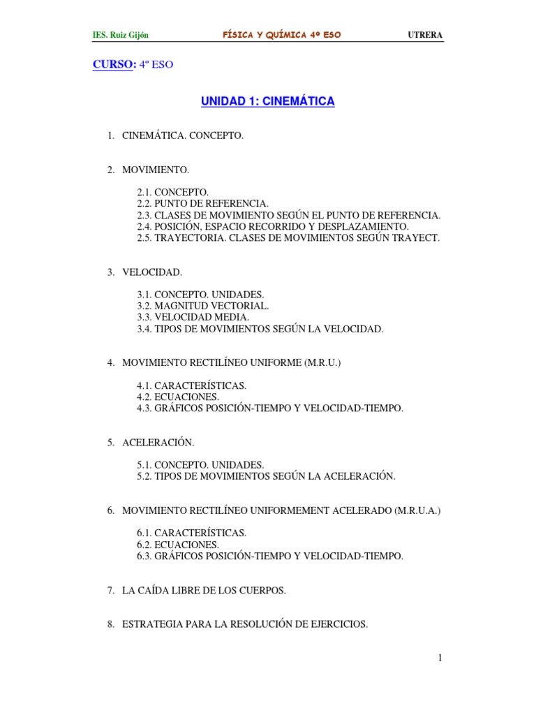 Cinematic A o | PDF | Movimiento (física) | Cinemática