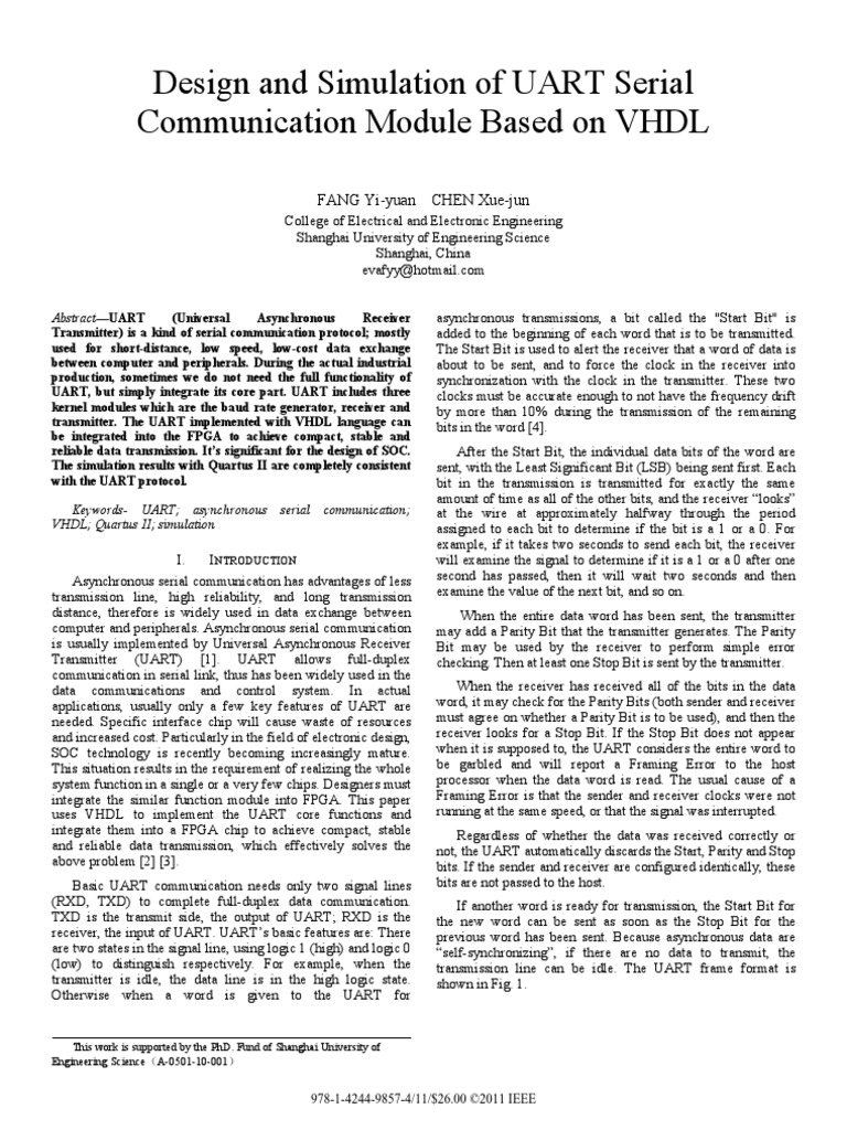 2.design and Simulation of UART Serial Communication Module Based On ...