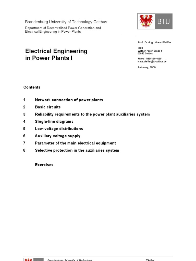 Electrical Engineering in Power Plants | PDF | Power Station | Transformer