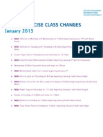 Group Exercise Class Changes: January 2013