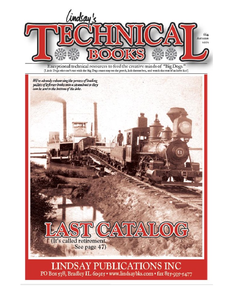 Lindsay Technical Books Last Catalog PDF Steam Engine Steam Locomotive