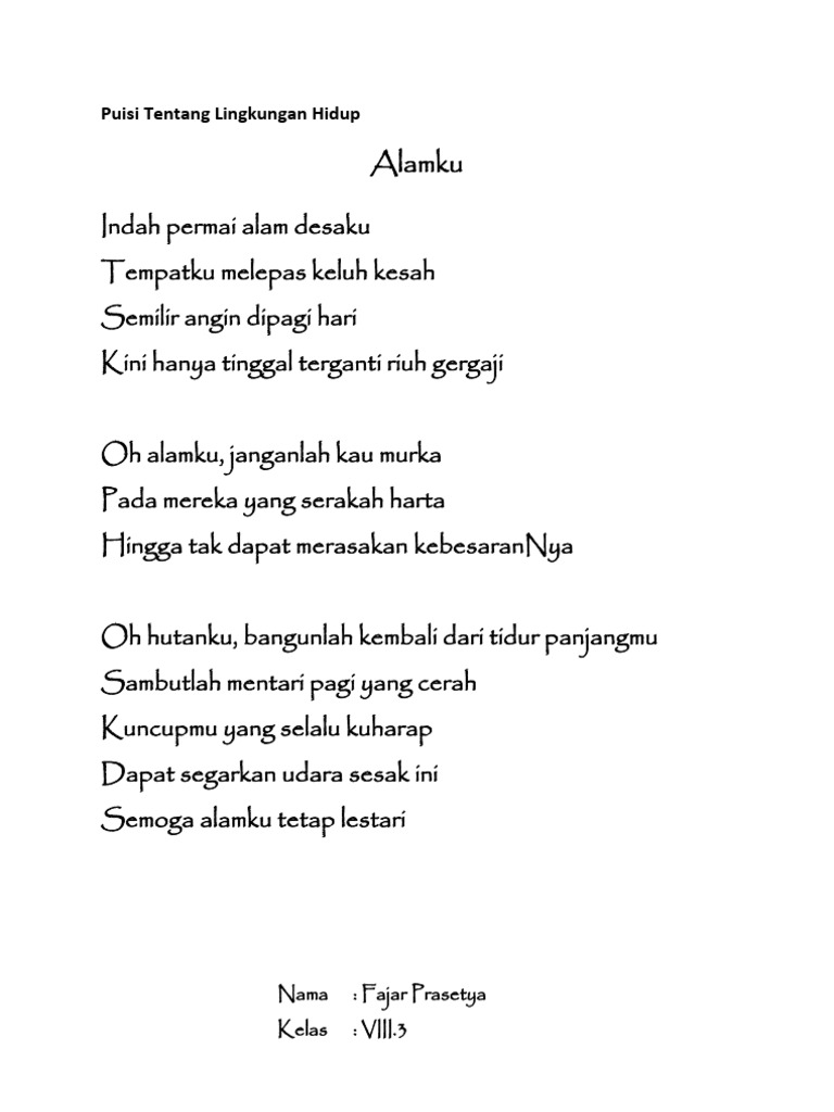 Puisi Tentang Lingkungan Hidup Pdf