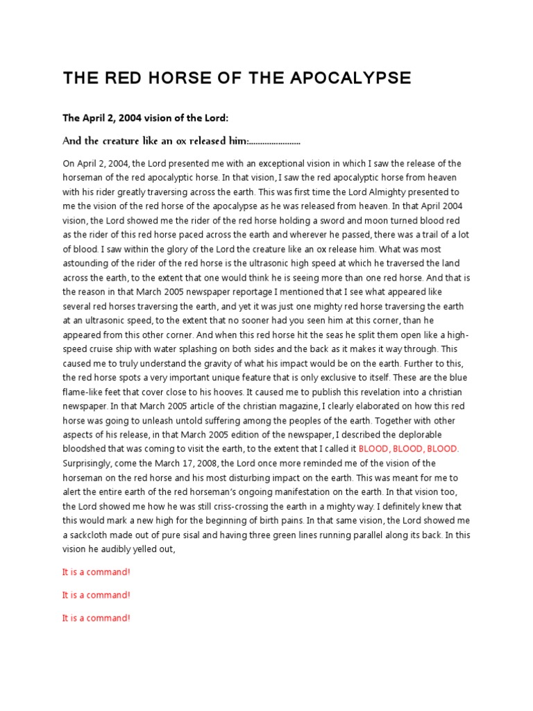 The Red Horse PDF Book Of Revelation Jesus