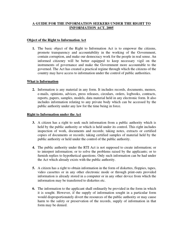 Guidelines RTI Rules (29.2.2008) | PDF