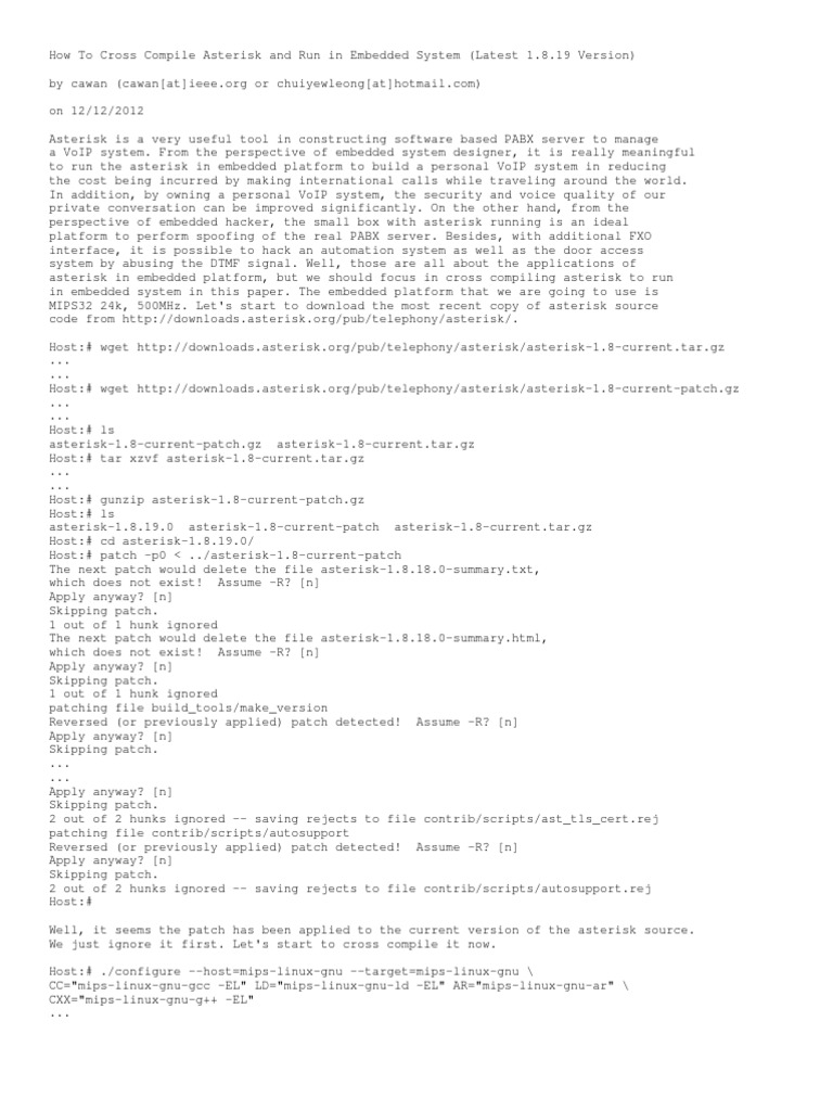 How To Cross Compile Asterisk and Run in Embedded System | PDF ...